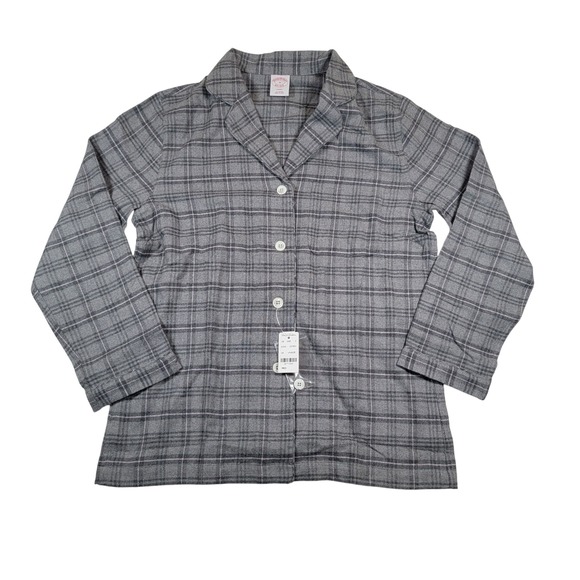 Brooks Brothers Other - NWT Brooks Brothers Plaid Pajama Button Up Top Womens Sz Medium Gray 100% Cotton